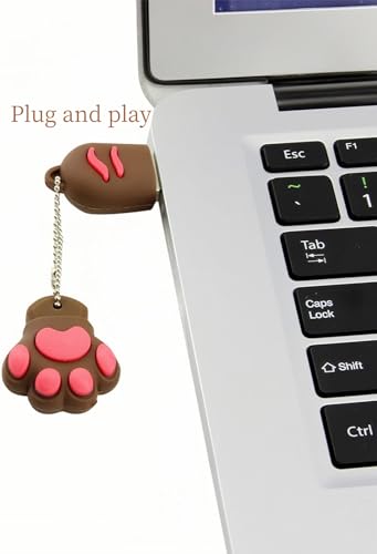 64GB USB 2.0 Flash Drive Cartoon Novelty Lovely Cat Paw Memory Stick Silicone Rubber Ainmal Pendrive Brown, 64GB-catpaw-brown2.0 - color: Catpaw-brown, size: 64GB 2.0