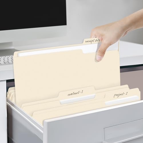 SUNEE File Folders, 18 Pack Manilla Folders 8.5 x 11, 1/3 Cut Tab for Easy Labeling and Organization, Durable Standard Paper for Home, Office, School Filing - color: Manilla