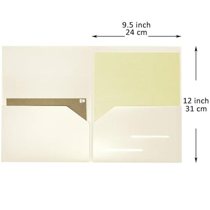 Youngever 6 Pack Heavy Duty Plastic Two Pocket Folders, Heavy Duty Plastic 2 Pocket Folder (Cream) - color: Cream
