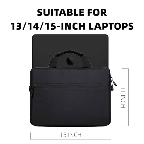 Laptop Carrying Case for 13/14/15 Inch Laptops & Tablets - Double Compartment Shockproof Adjustable Strap Durable & Stylish Business Travel School Bag - Black - color: Black
