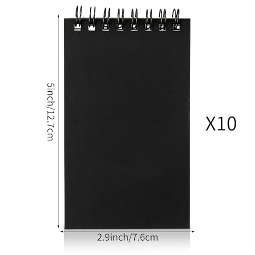 Hxezoc 10 Pack Small Pocket Notebooks, 3 x 5 Inches Mini Black Spiral Pocket Notebook with Lined Pages Memo Pads for Kids Home Office School Classroom Decoration Supplies - style: Black