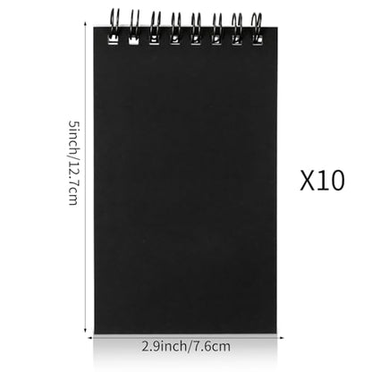 Hxezoc 10 Pack Small Pocket Notebooks, 3 x 5 Inches Mini Black Spiral Pocket Notebook with Lined Pages Memo Pads for Kids Home Office School Classroom Decoration Supplies - style: Black