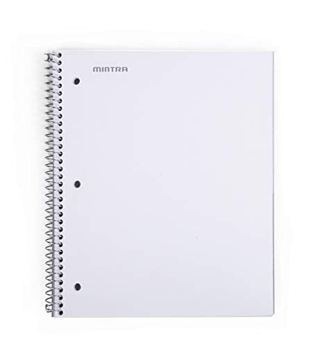 Mintra Office Durable Spiral Notebooks, 1 Subject, (White, 4x4 Graph 1pk), 100 Sheets, Poly Pocket, Moisture Resistant Cover, School, Office, Business, Professional - color: White, size: 4x4 Graph 1pk
