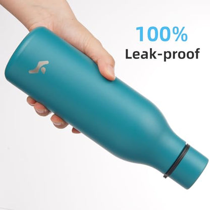 Konokyo Insulated Water Bottle with Strap,18 oz Double Wall Stainless Steel Vacuum Bottles Metal Water Flask,Lake Blue - color: Lake Blue, size: 18 Ounces