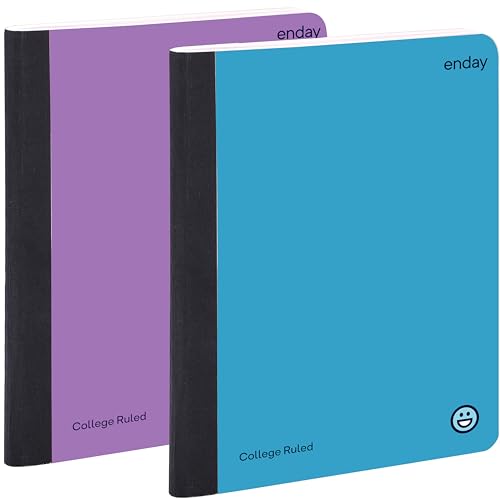 Enday Composition Notebooks College Ruled Paper, Hard Cover Composition Notebook, Premium Lined Composition Books, 100 Sheets Ruled Notebook, Blue and Purple (2 Pack) - color: BLUE - PURPLE