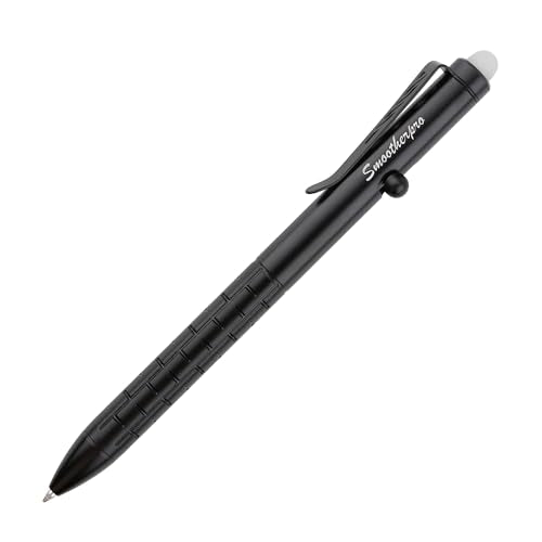 SMOOTHERPRO Aluminum Erasable Bolt Action Pen,Black | Erasable Refillable Pen for Notes, Journaling, Office Writing, Signatures, and Daily Pocket Carry. - color: Black 2.0