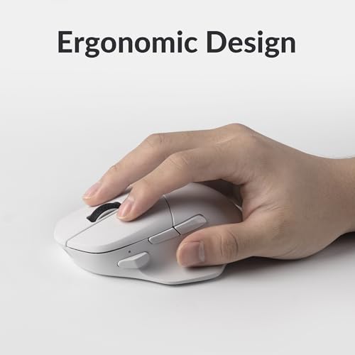 Keychron M7 Wireless Computer Mouse, 26K DPI Optical Computer Mouse, 2.4 GHz/Bluetooth/Wired with Macro Button 63g Lightweight Ergonomic, Up to 70 Hours Worktime for Laptop macOS/Windows - White - color: White, style: 1K Polling Rate