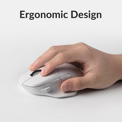 Keychron M7 Wireless Computer Mouse, 26K DPI Optical Computer Mouse, 2.4 GHz/Bluetooth/Wired with Macro Button 63g Lightweight Ergonomic, Up to 70 Hours Worktime for Laptop macOS/Windows - White - color: White, style: 1K Polling Rate