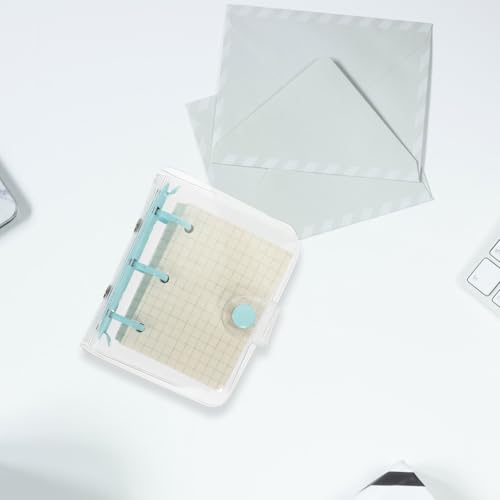 Hohopeti Mini Three-ring Binder Notebook with Blue Clip, Portable Loose-leaf Notepad for Students, Adorable Pocket Binder Suitable for School and Daily Notes