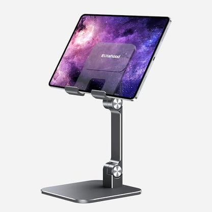 elitehood Aluminum iPad Stand, Adjustable iPad Holder for Desk, Desktop Tablet Stand Dock for Pro 13 12.9 11 Air Mini 4 5 and More 4-13 inches Tablets, Gray - color: Gray