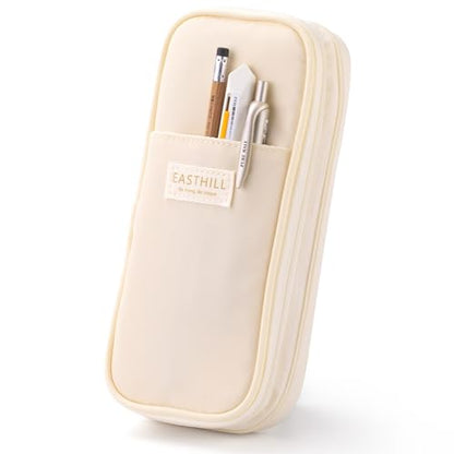 EASTHILL Big Capacity Pencil Case Large Pencil Pouch Stationery Pen Bag for Teen Girls-Cream - color: Cream