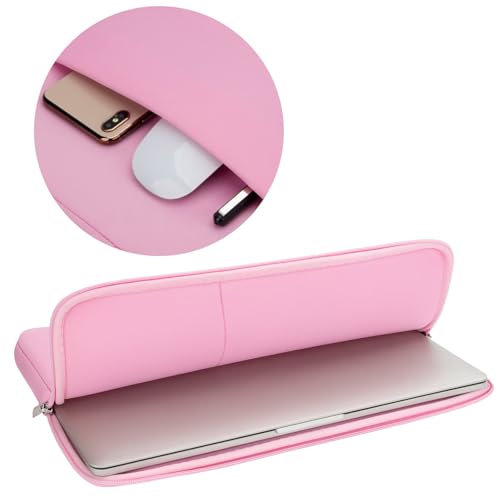RAINYEAR 13 Inch Laptop Sleeve Case with Front Pocket & Accessories Pouch, Protective Soft Case Padded Cover Compatible with 13.3" MacBook Air/Pro M1 M2 M3 M4 (Pink) - color: Pink, size: 13"