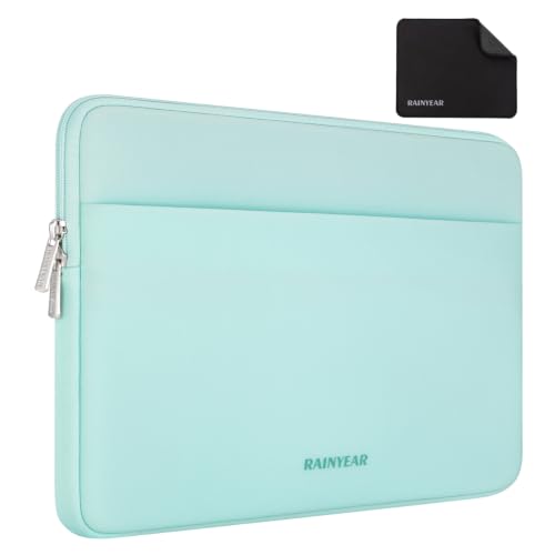 RAINYEAR Laptop Sleeve Case 13.3 Inch, Protective Portable Case with Front Pocket, Briefcase Handbag Laptop Bag Compatible with 13.3-14 Inch Laptop PC, 14 Inch MacBook Pro M5 M4 M3 M2 M1, Mint Green - color: Mint Green, size: 13.3-14 inch