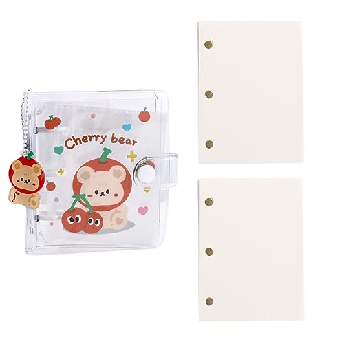 Leadigol Mini Photo Album Cover, 3 Ring Photocard Holder Book 1 Pc Binder Notebook Cover with 2 Pcs Loose Leaf Binder Ring Notebook Cove for Women Girl(White) - color: White