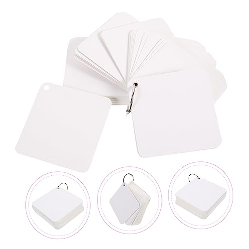 VILLCASE Diy Blank Index Cards Single Hole Punched Study Flash Cards for School Note Pad Binder Rings - size: 7.80X7.80X0.01CM