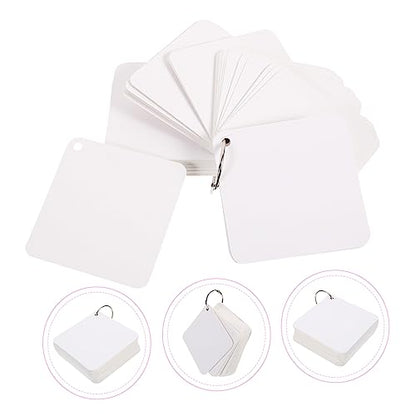 VILLCASE Diy Blank Index Cards Single Hole Punched Study Flash Cards for School Note Pad Binder Rings - size: 7.80X7.80X0.01CM