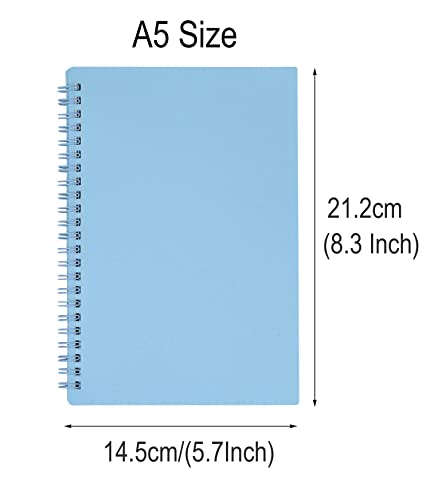 Yansanido Spiral Notebook, 4 Pcs A5 Thick Plastic Hardcover 8mm Ruled 4 Color 80 Sheets -160 Pages Journals for Study and Notes (Light Pink,Light Green,Light Blue,ivory, A5 5.7" x 8.3"-Ruled)