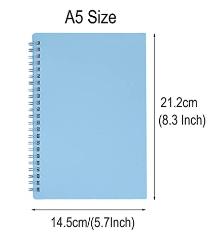 Yansanido Spiral Notebook, 4 Pcs A5 Thick Plastic Hardcover 8mm Ruled 4 Color 80 Sheets -160 Pages Journals for Study and Notes (Light Pink,Light Green,Light Blue,ivory, A5 5.7" x 8.3"-Ruled)