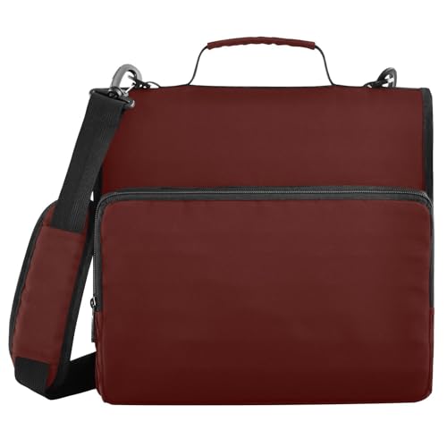 1.5 Inch 3 Rings Binder Zipper with Strap Waterproof School Binders Organizer for School/Office Burgundy - color: Burgundy