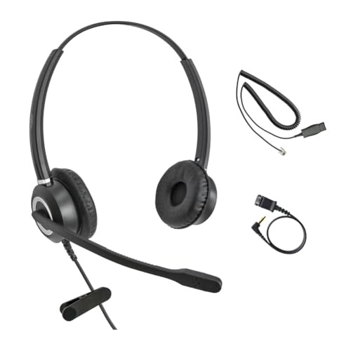Avaya Headset HD Voice with HIS Adapter Compatible with Avaya 1600, 9600, J100 Series Phones Model, Plus 3.5mm Adapter for Smartphone