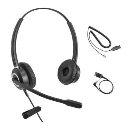 Avaya Headset HD Voice with HIS Adapter Compatible with Avaya 1600, 9600, J100 Series Phones Model, Plus 3.5mm Adapter for Smartphone