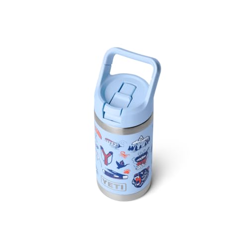 YETI Rambler Jr. 12 oz Kids Bottle, with Straw Cap - color: Big Sky Summer Camp