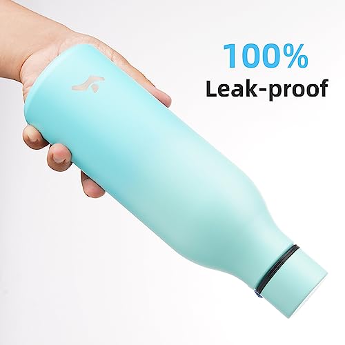 Konokyo Insulated Water Bottle with Strap,18 oz Double Wall Stainless Steel Vacuum Bottles Metal Water Flask,Mint - color: Mint, size: 18 Ounces