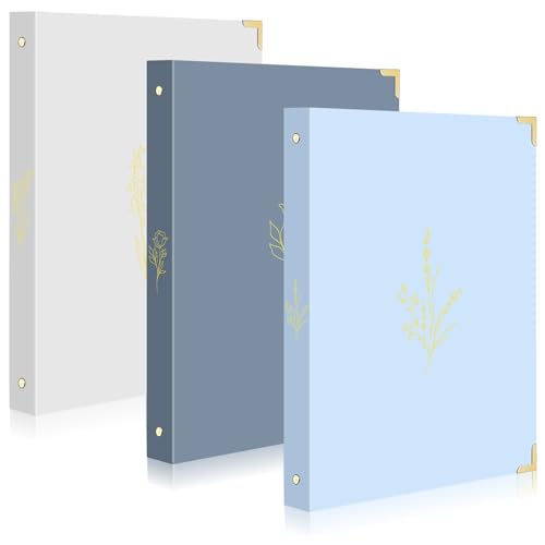 Gueevin 3 Pcs Aesthetic 3 Ring Binder for Women Sturdy 1 Inch Ring Binder Fits Letter Sized Paper with Pocket Organize for Work School Office (Blue) - color: Blue