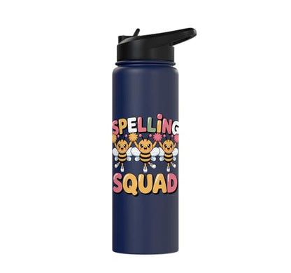 Spelling Squad Teacher Student Coach Classroom Stainless Steel Insulated Water Bottle - color: Navy Blue