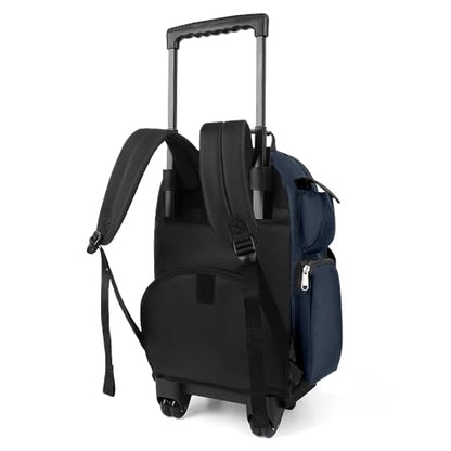 20" 2-in-1 Rolling Backpack,Backpack for Travel w/Wheels | Trolley Suitcase w/Telescopic Handle,Lightweight,Durable, Travel-Friendly, Unisex,2560-20''-Blue - color: JH-2560-Blue-20