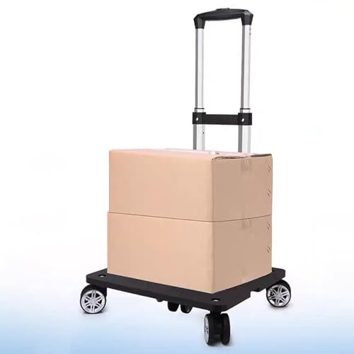 Foldable Black Aluminum Backpack Cart with 5 Swivel Wheels, Large Base, Ideal for Large Backpacks, Pet Carriers, Laptop Bags - size: 5 Wheels with Larger Base