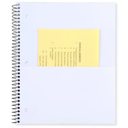 Mead Spiral Notebook, 5 Pack, 3 Subject, Wide Ruled Paper, Plastic Cover, 8" x 10-1/2", 120 Sheets per Notebook, Black, Red, Blue, Green and Yellow (930100A-ECM) - style: Wide Ruled