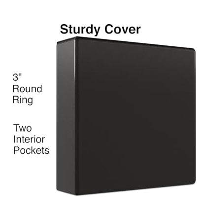 Staples Economy 3" 3‑Ring View Binders, D‑Ring, Black, High‑Capacity 600‑Sheet Storage – 3/Pack - color: Black, size: 3 Pack, style: 3'' Inch