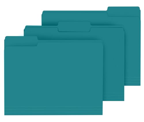 File Folder, PANDRI 120 Pack File Folder, 1/3 Cut Tab, Letter Size, Filing Folder for Office School Business, Turquoise - color: Turquoise