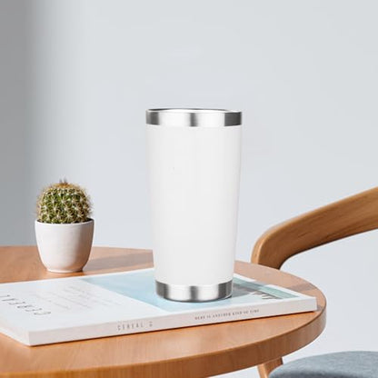 20oz Tumbler with Lid Stainless Steel Insulated Tumblers Travel Coffee Tumbler Bulk Double Wall Vacuum Insulated Water Cup Gifts for Christmas Women Men Her Him Home Office(White, 4pack) - color: White 4