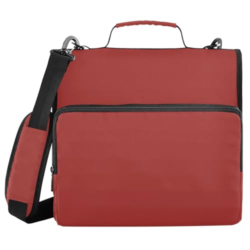 1.5 Inch 3 Rings Office Binder Organizer with Handle Includes Zip Pocket Documents Files Storage Bag Suitable for Middle School Brown Red - color: Brown Red