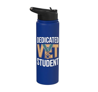 Dedicated Vet Student Veterinary School Stainless Steel Insulated Water Bottle - color: Royal Blue