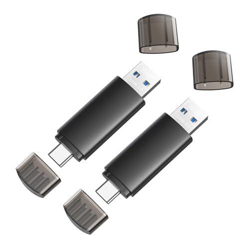 JOIOT 32GB USB C Flash Drive Dual USB 3.0 Flash Drive Type C + USB A Portable Type-C Flash Drive 2-in-1 USB-C Thumb Drive for Smartphone Tablet Computer Mac iPhone 15 Black(2 Pack) - size: 32 GB (USB 3.0), style: 2 Pack