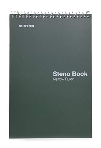 Mintra Office Steno Books Set - Top-Spiral Bound, Narrow Ruled, 100 White Tint Sheets, Poly Covered Notebooks for Office & School, Colorful Arctic Ice, Green Olive, Charcoal, Chili Oil, 6"x9", 8 Pack - color: Poly Steno 8pk (Arctic Ice, Green Olive, Charc