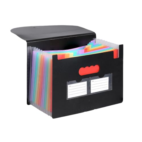 A4 Letter Size Accordion Expanding File Folder with 13 Pockets, Portable Monthly Bill Receipt Tax Document Organizer Holder, Comes with Blank Classification Labels, Green - color: Black, size: 13