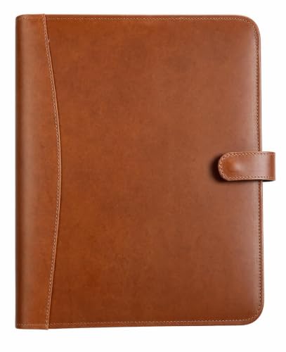 Geniune Leather Portfolio, Binder, Business Portfolio for Men and Women, Leather Padfolio, Document Card Holder, Resume Folder, Business Padfolio for Men & Women (TAN) - color: Tan