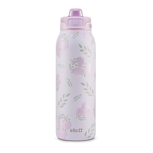 Ello Pop & Fill Insulated Stainless Steel Water Bottle with Quick Fill Lid, Leakproof Locking, Sip or Chug Spout, BPA-Free, Double Wall Vacuum Insulated for Sports, Travel & School- 22oz / 32oz / 40oz - color: Blossom Bliss, style: 32oz