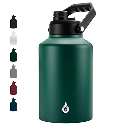 BJPKPK One Gallon(128 oz) Insulated Water Bottle, Dishwasher Safe Stainless Steel Jug, BPA Free Jug with Ergonomic Handle & Anti-slip Bottom, Large Water Bottle, Army Green - color: Army Green, style: 128oz
