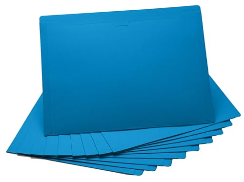 Blue File Jackets, Flat-No Expansion, Letter Size, Reinforced Straight-Cut Tab, 10 Pack - color: Blue