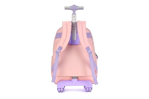 Rolling butterfly Backpack for girls, 17 Inch Travel Backpack with Wheels, Vertical Storage Wheeled Laptop Backpack, Stylish Rolling Laptop Bag(BUTTERFLY PINK) - color: Butterfly Pink