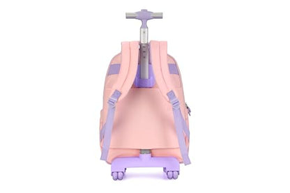 Rolling butterfly Backpack for girls, 17 Inch Travel Backpack with Wheels, Vertical Storage Wheeled Laptop Backpack, Stylish Rolling Laptop Bag(BUTTERFLY PINK) - color: Butterfly Pink