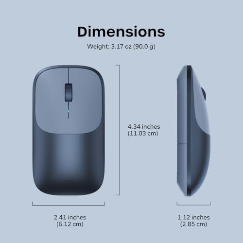 Satechi Slim EX Wireless Mouse, Multi-Device Bluetooth & 2.4GHz Connection for macOS, Windows, iPadOS, and Android, Quiet Clicks, Anodized Aluminum Shell, USB-C Rechargeable Battery, Indigo - color: Indigo