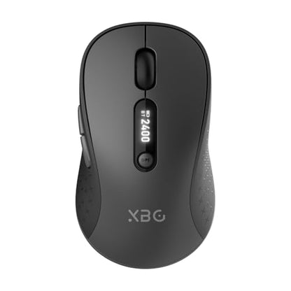 XBG B15pro Wireless Bluetooth Mouse, Bluetooth 5.0/4.0 & 2.4G Tri-Mode, Type-C Rechargeable with LED Screen Display, Ergonomic Silent Click for Laptop/PC/Tablet, Multi-Device & Office Use - style: B15 Pro-Black