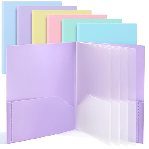 Colarr 6 Pcs Plastic Multi Pocket Folders Bulk Heavy Duty Folders, Paper Document Project Organizer for Back to School, School Supplies, Classroom, Office Home(10 Pockets,Pastel Colors) - color: Pastel Colors, style: 10 Pockets