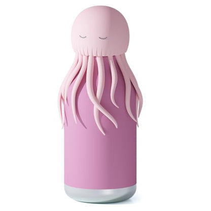 asobu Bestie Bottle Insulated Stainless Steel Water Bottle with Detachable Soft Animal Head Fun Drinking For Kids and Teens with Flexible Reusable Straw 16 Ounce - color: JellyFish